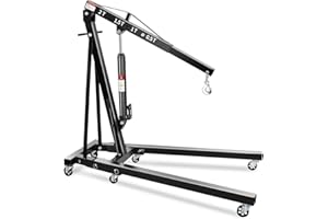 ELITEEDGE 2 Ton Hydraulic Engine Hoist Crane, Folding Heavy-Duty Cherry Picker with 6 Locking Wheels & 4 Boom Positions, for Truck/SUV Engines, Garage Workshop, Industrial Lifting (Net Wt. 157 lbs)