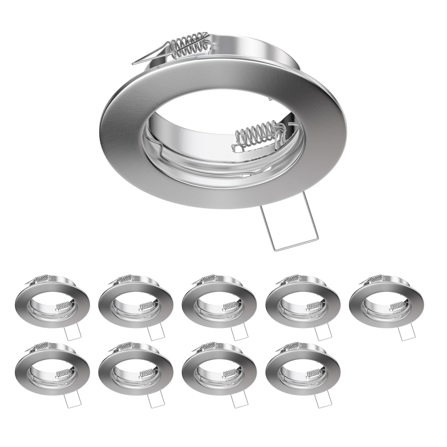 ledscom.de 10 pcs. recessed Ceiling Frame Fere, Round, Stainless Steel matt