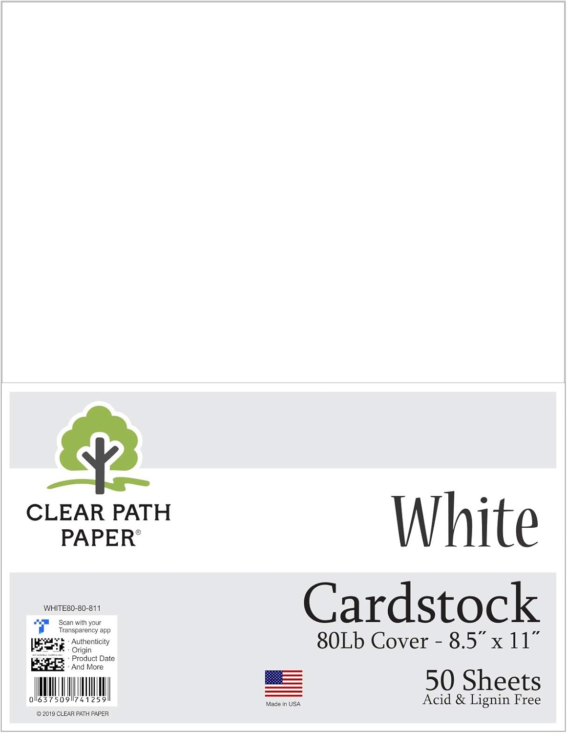 White Cardstock 8.5 x 11 inch 80Lb Cover 50 Sheets