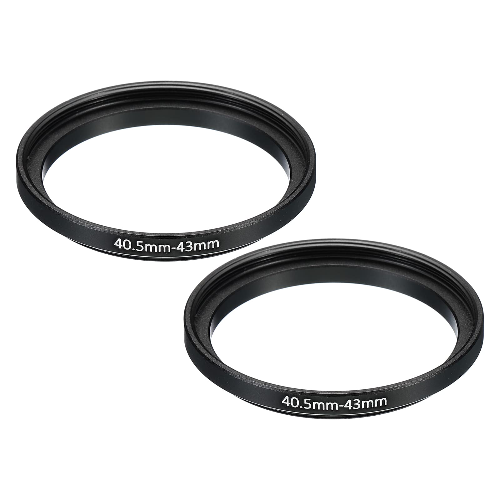 PATIKIL 40.5mm-43mm Metal Step Up Ring, 2 Pack Camera Lens Filter Adapter Ring Aluminum Filter Adapter Ring for Camera Lenses Hood, Black