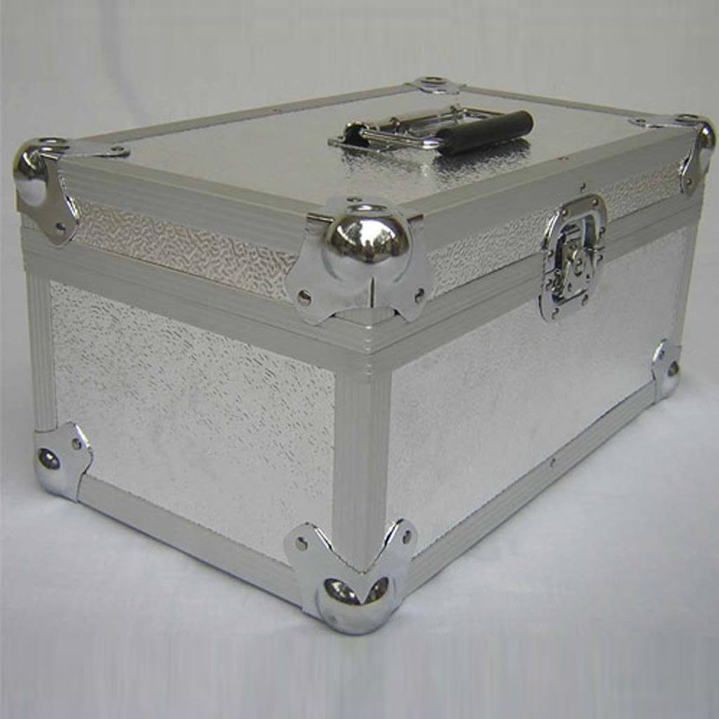 Vinyl Record 200 LP DJ Case 7'' Aluminium Lockable Storage Case (Silver