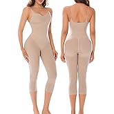 Suprenx Full Body Shapewear Seamless Tummy Control Sheer Bodysuits Womens Scoop Neck Catsuit Spaghetti Strap