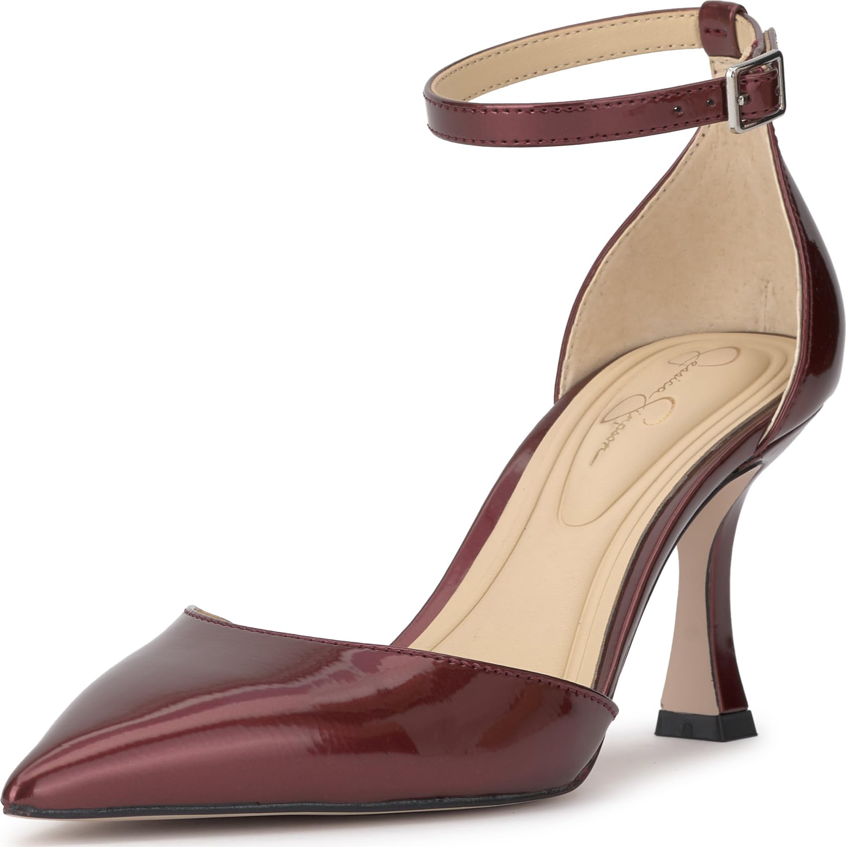 Jessica Simpson Foxena Pointed Toe Ankle Strap Pump, Oxblood, 8.5
