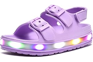 GULAKY Toddler Sandals Girls Boys Light up Double Buckle Sandals Children's Adjustable Back Strap Water Sandal Kids Beach Sho