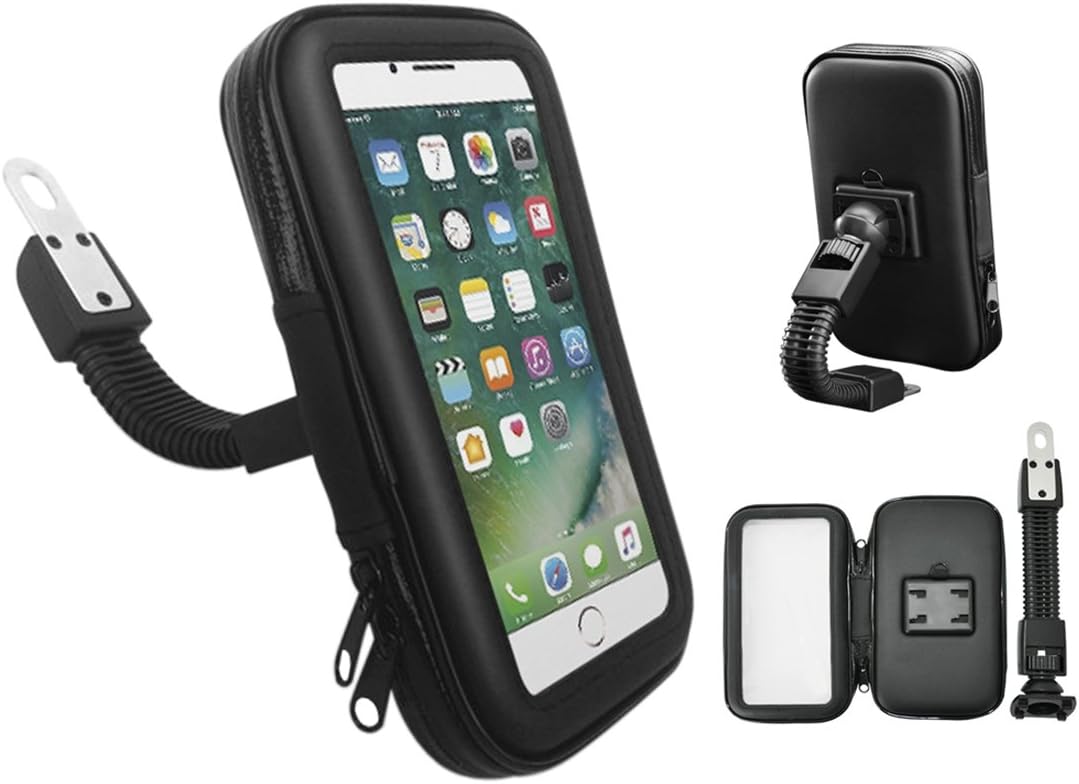 Motorcycle Phone Mount Holder, Wrcibo Universal 360 Degree Rotation Water Resistant Motorcycle Mobile Phone Holder Bag Mount Pouch Case Holder for iPhone 6/6s/7/7 Plus, Samsung Galaxy note 3/4/5