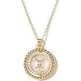 SELENICHAST 14K Gold Dainty Zodiac Necklace for Women,Gold Plated Rotatable 12 Constellation Astrology Necklaces Birthday Jewelry Gifts