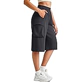 G4Free Smoofit Modal Soft Capri Yoga Pants for Women 13" Knee Length Wide Leg Cargo Sweatpants Travel Casual Bermuda Shorts