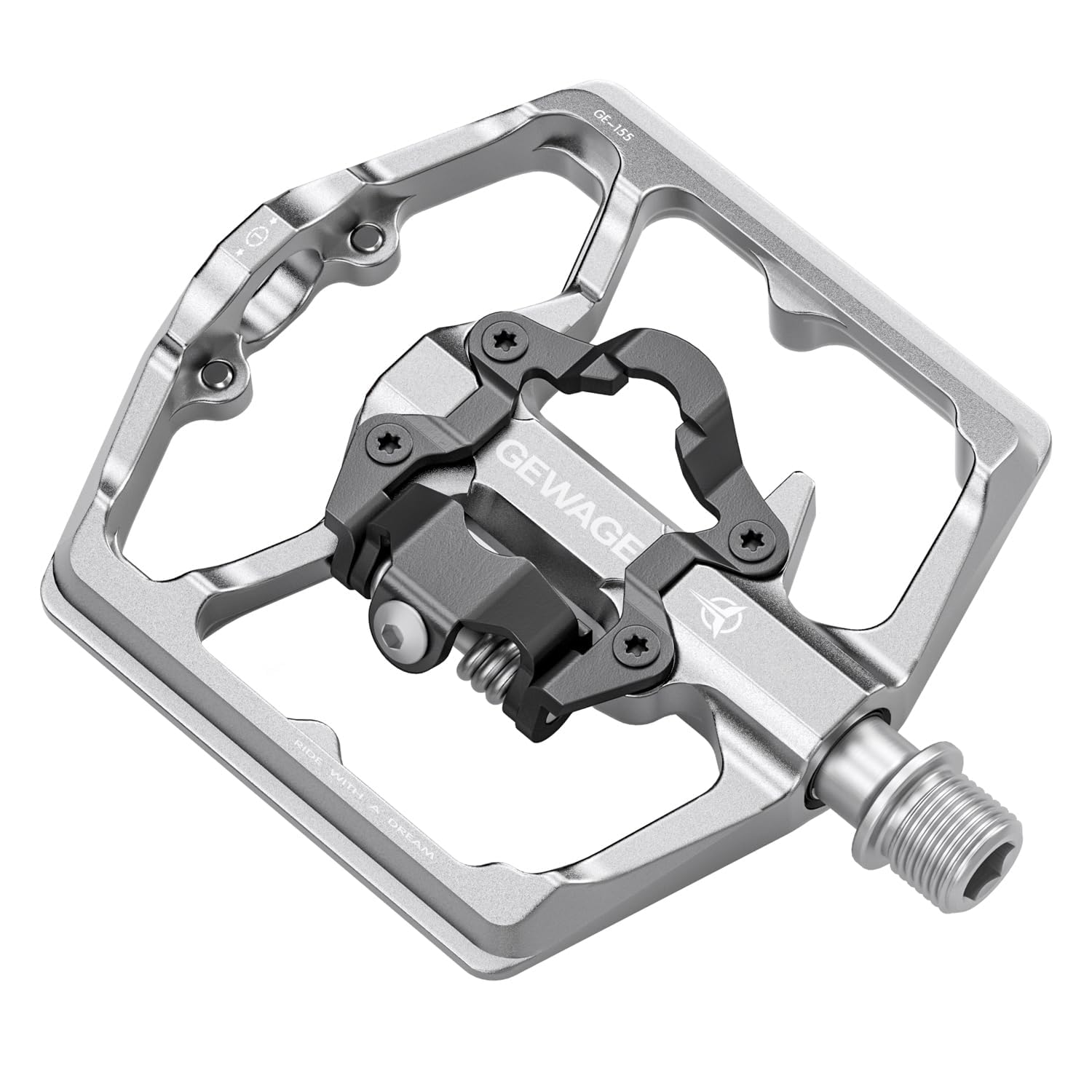 GEWAGE Mountain Bike Pedals - Dual Function Flat and SPD Pedals - 9/16" Compatible for Road, Mountain, BMX Bike