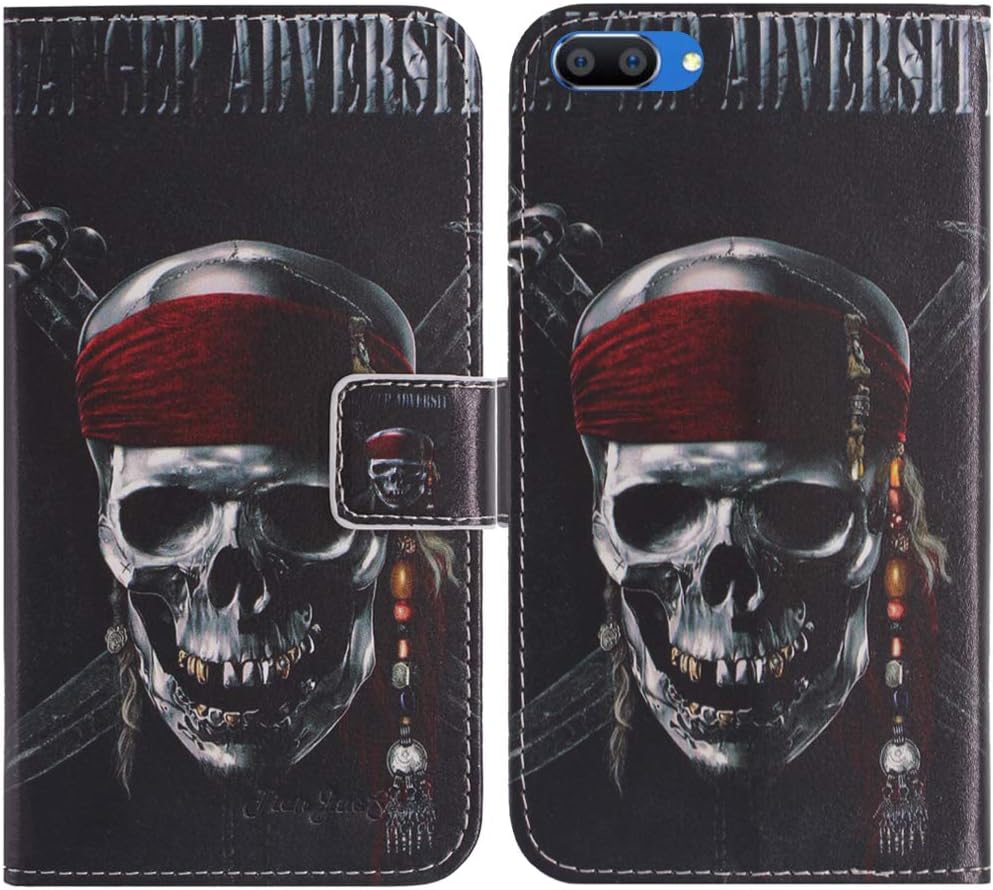TienJueShi Skull Fashion Stand Flip PU Leather Protector TPU Silicone Case for Oppo AX5S 6.2 inch Cover Etui Wallet