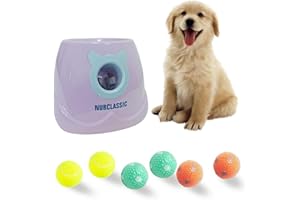 BESTHLS Automatic Dog Ball Launcher Interactive Tennis Ball Thrower Machine for Small Medium Dogs Fetching Distance 10-30ft (Purple)