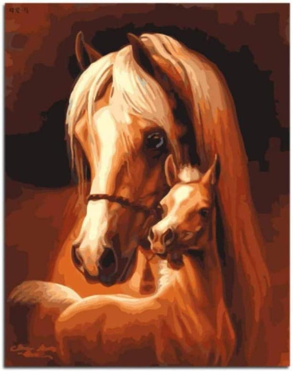 CLUBHN Horse Couples Painting by Numbers Kits DIY Coloring Painting by Numbers Drawing Paint On Canvas for Home Decor Wall Art 40x50cm-Without Frame