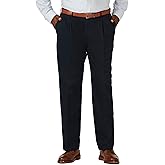 Haggar Mens Work to Weekend No Iron Twill Pleat Front - Regular and Big & Tall Sizes Casual Pants, Dark Navy, 44W x 30L US