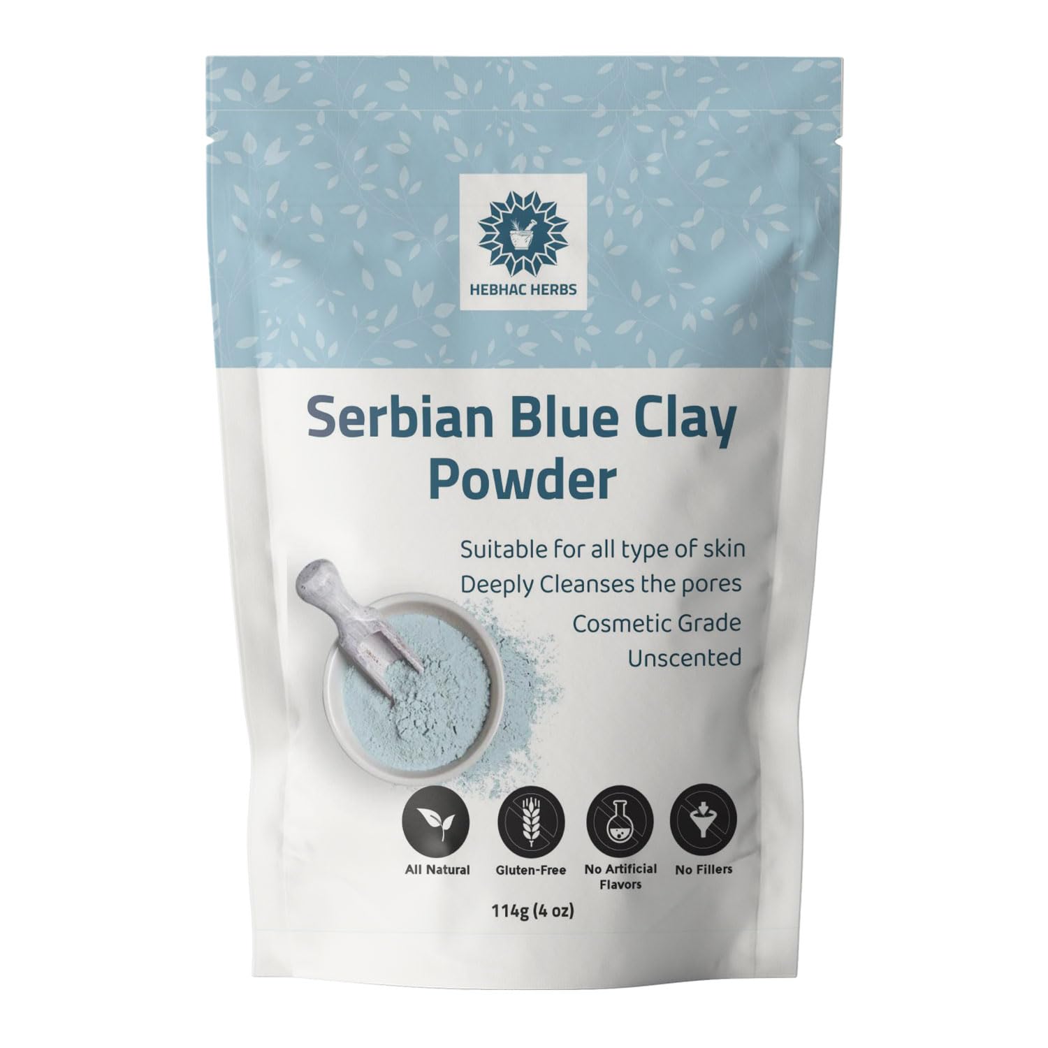 Serbian Blue Clay Powder for Facial Masks, Creams, Skin Tightening, Body Wraps, Scrubs, and Soap Making | 114 g - 4 oz