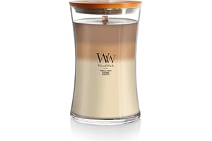 WoodWick Café Sweets Trilogy Holiday Candle Gifts for Women and Men, 21.5 oz Large Hourglass Trilogy Candle with Crackling Wick
