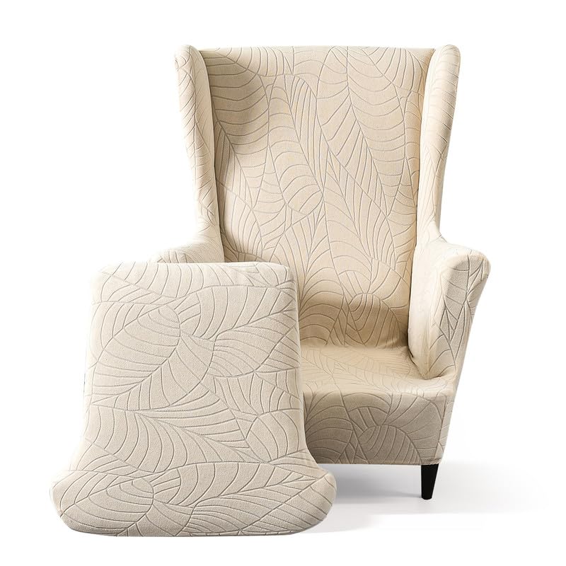 Mingfuxin Wingback Chair Covers, 2 Piece Set Stretch Armchair Sofa Slipcovers with Cushion Covers,Thicken Washable Wing Chair Slipcover Furniture Protector for Living Room Bedroom