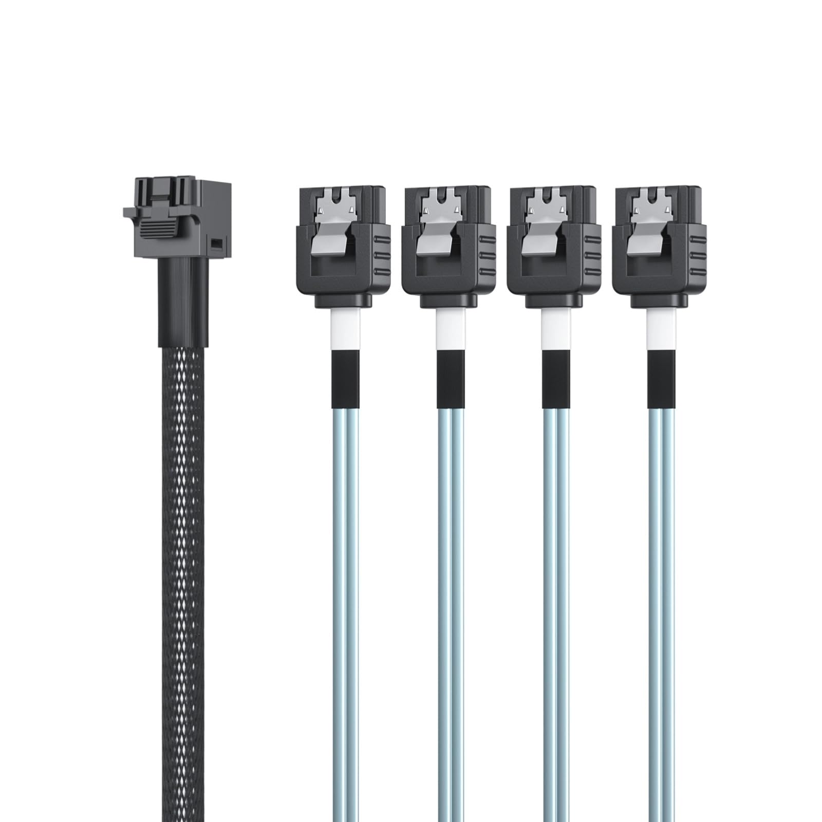 Photo 1 of 10Gtek MiniSAS HD SFF-8643 Breakout to 4xSATA Cable, for Server JBOD/Storage Tray & SAS RAID Controller Compatibility, 0.75~0.8m(2.46~2.62ft)
