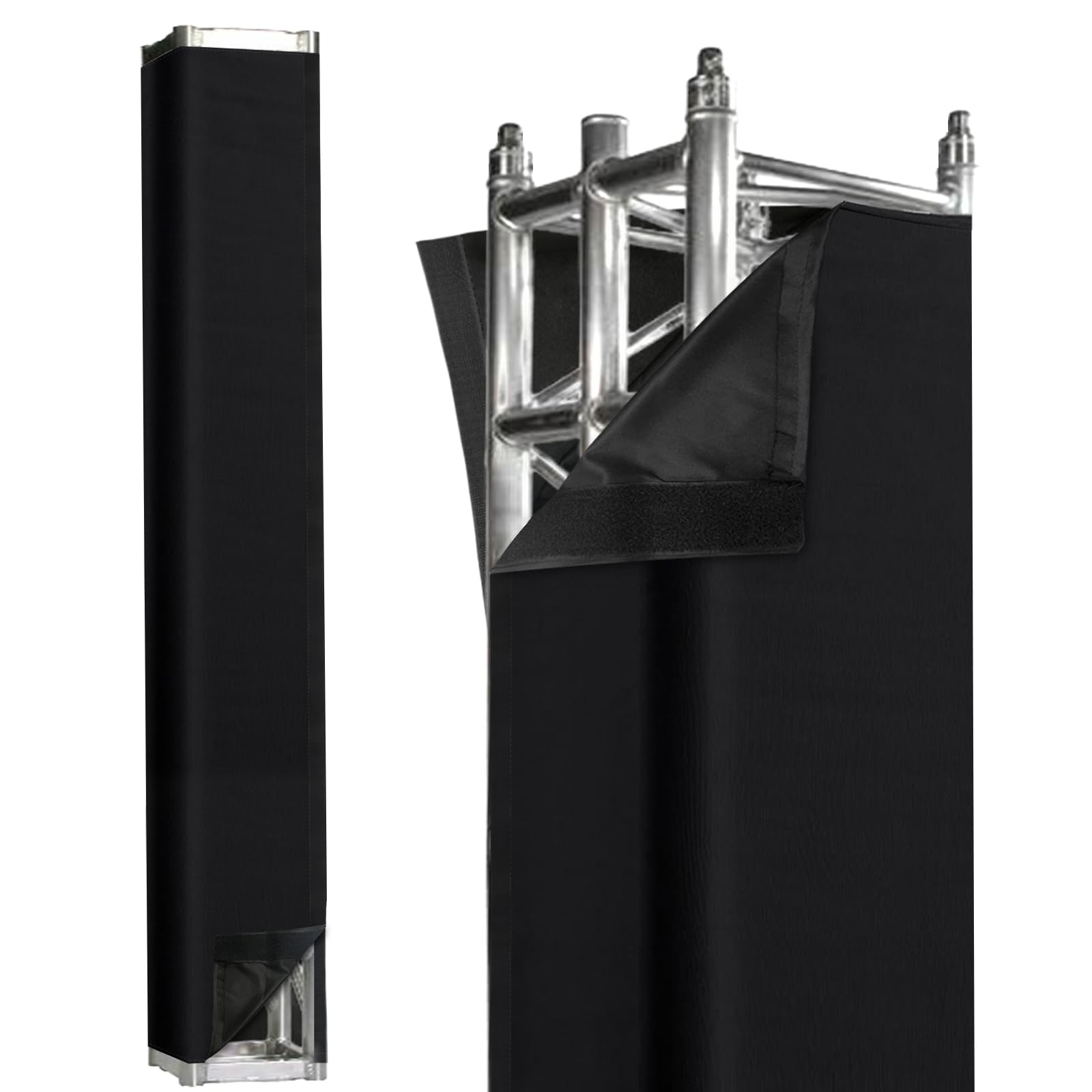 Photo 1 of 2PCS Thick Truss Cover - Hook and Loop Fixed High Elasticity Scrim Sleeve for 6.56 ft x 12 in Box Truss - Ideal for Wedding, Performance,Concert Decorations(Black)