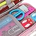 BTSKY Floral Pencil Case with Compartments -High Capacity Double Layers Pencil Pouch Stationery Organizer Multifunction Cosmetic Makeup Bag, Perfect Holder for Pencils and Pens Tulips Pink