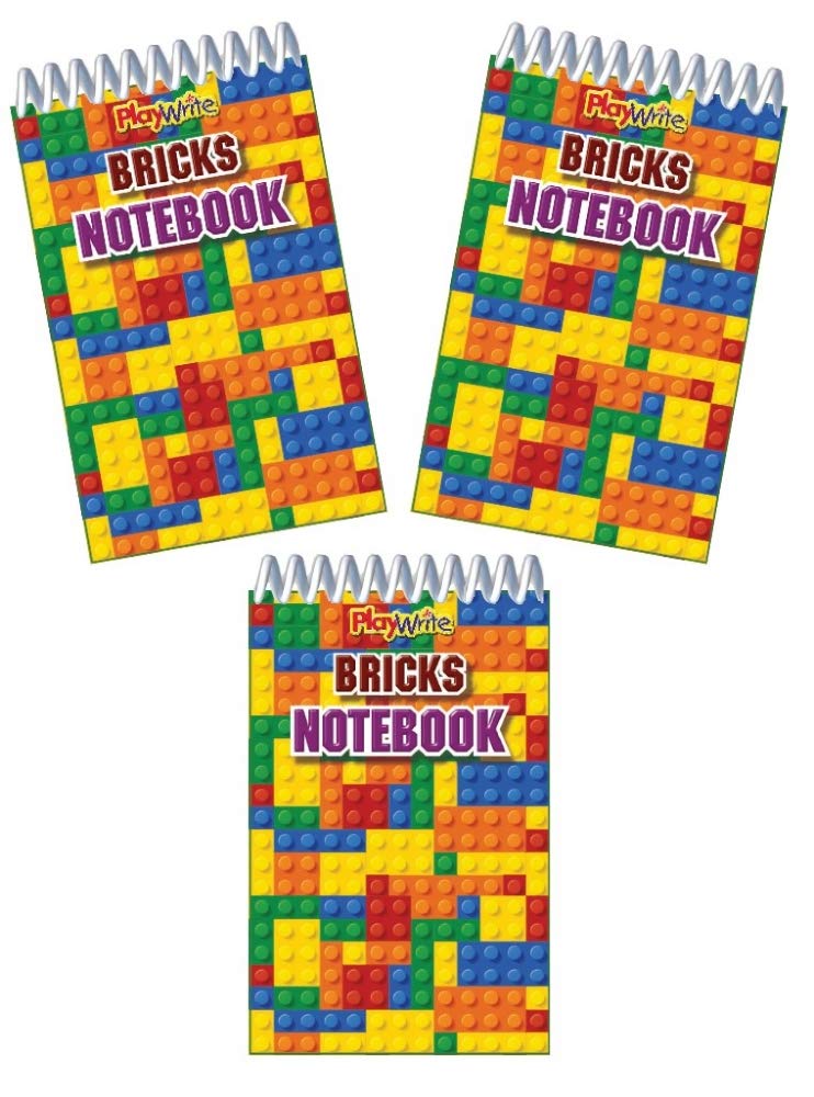 12 x Bricks Spiral Notebook-Party bag fillers - 3 Designs