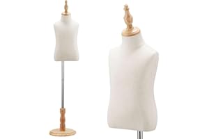 Spurgehom Kid Dress Form Adjustable Child Mannequin Body with Wood Base Toddler Clothes Mannequin Pinnable Dress Form for Apparel Scarf Window Shop Display, 4-5 Years Old