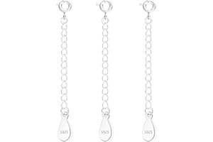 LANCHARMED 3 Pcs Necklace Extender, 925 Sterling Silver Extension for Jewelry Necklace Bracelet Anklet Extenders for Women Jewelry Making Chains 2 inch, Silver