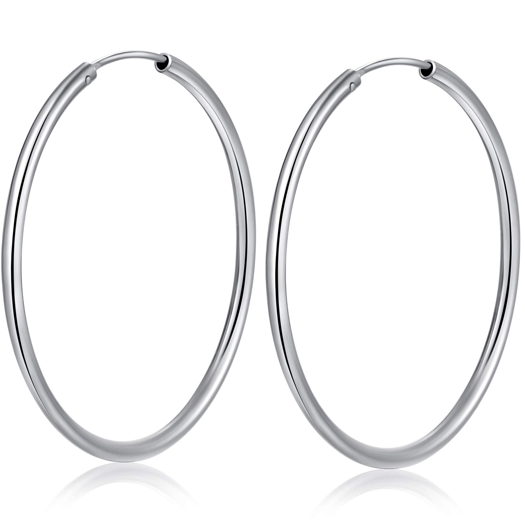 Sterling Silver Hoop Earrings Big Light Smooth Hoop Earrings Women Girls Large Round Circle Earrings Silver Hoops Earrings Hypoallergenic Earrings Big Hoops for Women 30mm