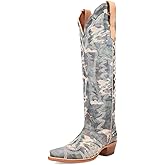 Aorikro Women's The Western Cowboy Cowgirl Boots Mid Calf Low Heel Pointed Toe Boots for Women
