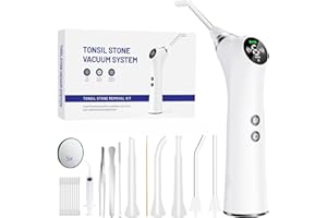 GSACL Upgraded Electric Tonsil Stone Remover – High-Precision & Painless Cleaning, Food-Grade Material, 6 Suction Levels | Tonsil Stone Removal Kit with LED Light, Oral Protection & 11 Attachments (Silver)