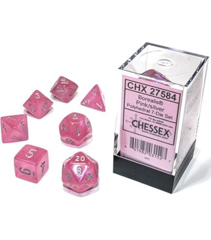 Chessex Borealis Dice Set - Sky Blue & White Polyhedral D&D Dice 7-Piece Set