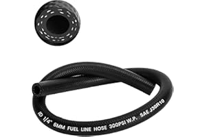 kuosbiu 1/4" Fuel Line Hose, SAE 30R10 1FT 300PSI High Pressure Submersible for Automotive Fuel Systems Engines