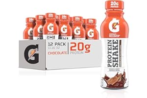 Gatorade Recover Protein Shake, Chocolate, 20g Protein, 11.6 fl oz Plastic Bottle, Pack of 12