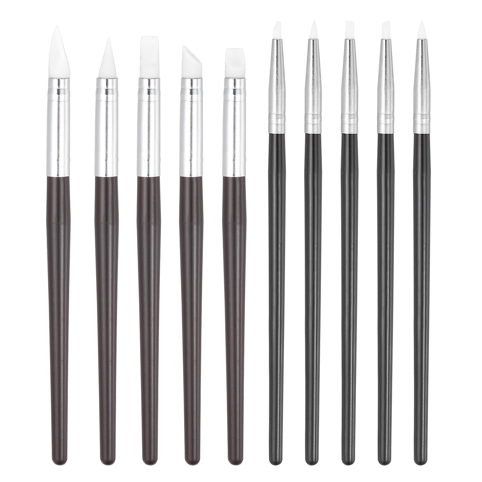 PATIKIL Silicone Clay Sculpting Tool, 10 Pcs Soft Rubber Modeling Dotting Tool Clay Shaping Carving Tool for Pottery Clay Craft Painting Nail Rock, Red Brown/White (3mm/8mm)