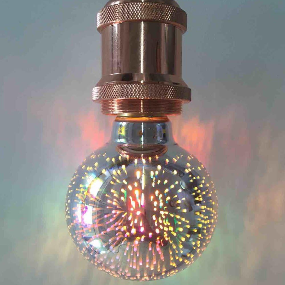 XinRong Firework Bulb, New Globe LED Decorative Sparkle 3D Firework Lightbulb E27 220V 1.5W Indoor Restaurant Bar Decor Light Lamp 2000-2200K(G80)