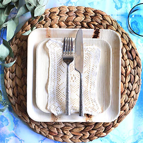 LemonBay Luxury Palm Leaf Disposable Plates 10" Large Square 60 Ct