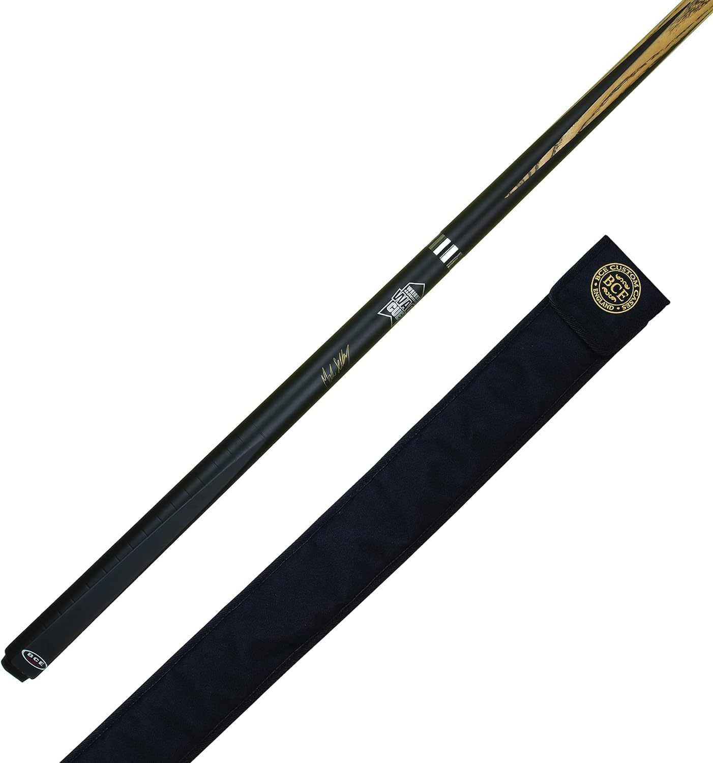 BCE Bsp-1am 2 Piece Snooker Pool Cue with WAC System and Classic Case 145cm 9 5mm Tip, black butt/natural wood shaft, 57 UK