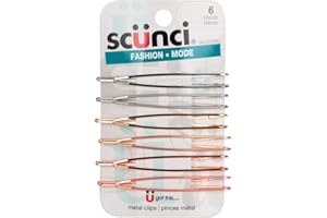 Scunci Fashion 6pc Metal Hair Clips in rose Gold, and silver, 6 Count