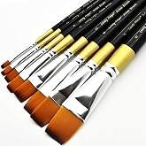 8pcs Professional Flat Brush Set - Premium Nylon Hair Painting Brush, Suitable for Acrylic and Watercolor Gouache Painting an