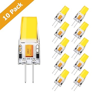 KINGSO 10er Pack G4 LED Lampen 350lm 3W ersetzt 35W Halogenlampen Warmweiß 2700K 12V AC/DC Kein Flackern Nicht Dimmbar G4 LED Leuchtmittel Birne warmweiss [Energieklasse A+]