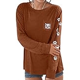 Women Dog Paw Shirt Paw Print Shirts Patch Pocket Casual Long Sleeve Shirt