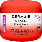 DERMA-E Anti-Wrinkle Renewal Skin Cream, 4 Oz | Lightweight facial moisturizer with retinol, panthenol &amp; vitamin E to smooth &amp; renew skin, helps reduce fine lines &amp; wrinkles