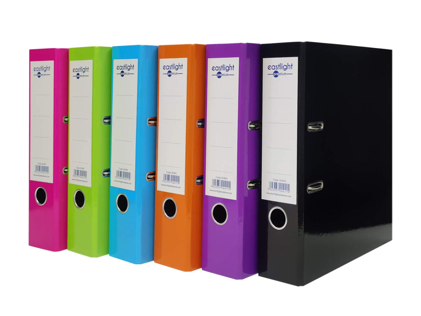 Eastlight A4 Bright Colour Lever Arch File Assorted, Pack of 6