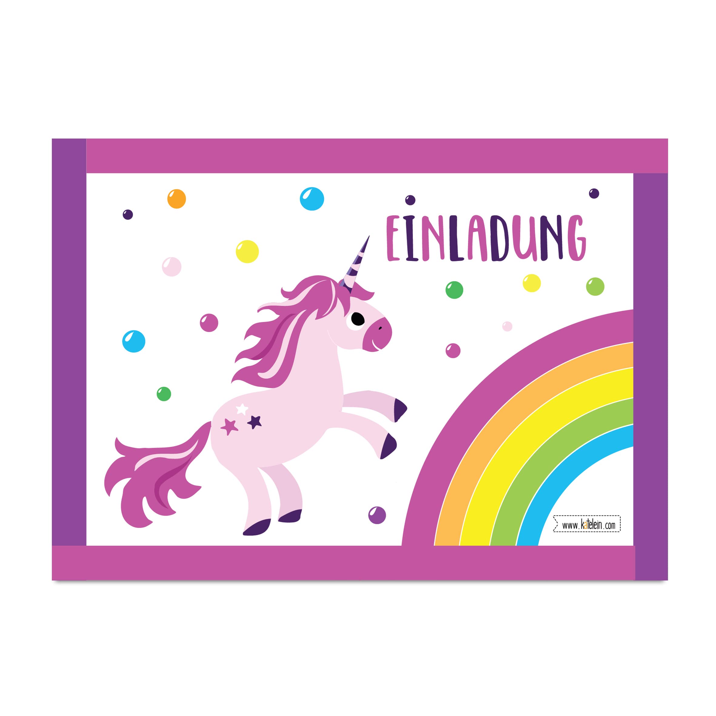 Children's Rstag Girls Invitation Cards Birthday Unicorns Horse Unicorn – Pack of 10 – Illustration – (148 mm x 105 mm)
