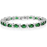 Gem Stone King 20.00 Ct Gorgeous Oval and Round 7 Inch Sparkling Cubic Zirconia CZ Tennis Bracelet For Women