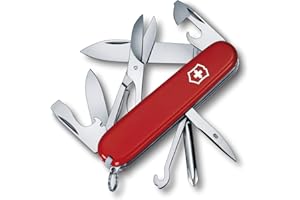 Victorinox Super Tinker Swiss Army Knife, 14 Function Swiss Made Pocket Knife with Large Blade, 2 Screwdrivers and Multipurpose Hook - Red