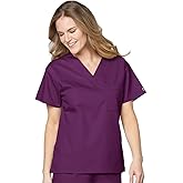 WonderWink Womens Unisex V-Neck Top Medical Scrubs Shirt, Eggplant, 4X-Large US