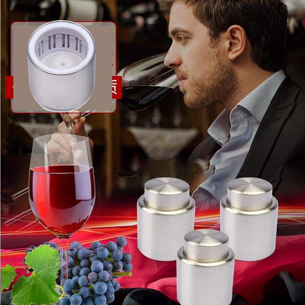 Zuionk Multifunktionale Edelstahlpresse Wine Stopper Beer Champagne Vacuum Plug Korken
