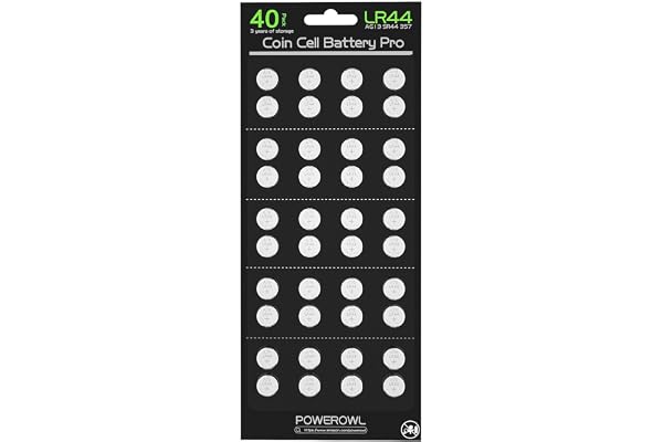 POWEROWL High Capacity LR44 Batteries 40 Pack, AG13 357 303 SR44 Premium Alkaline Battery 1.5V Button Coin Cell Batteries