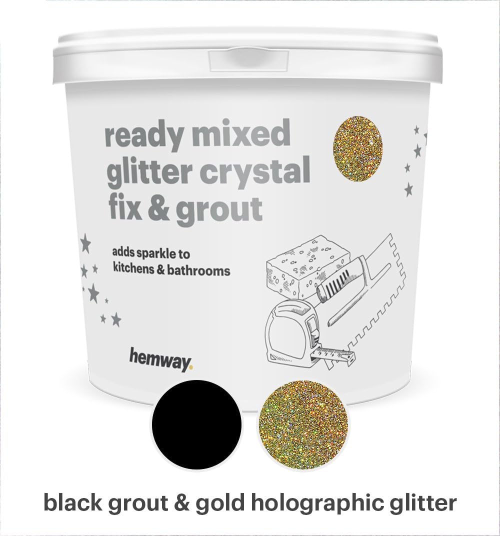Hemway Ready Mixed Glitter Grout 4.5kg 2.5L (Black Grout/Gold Holo