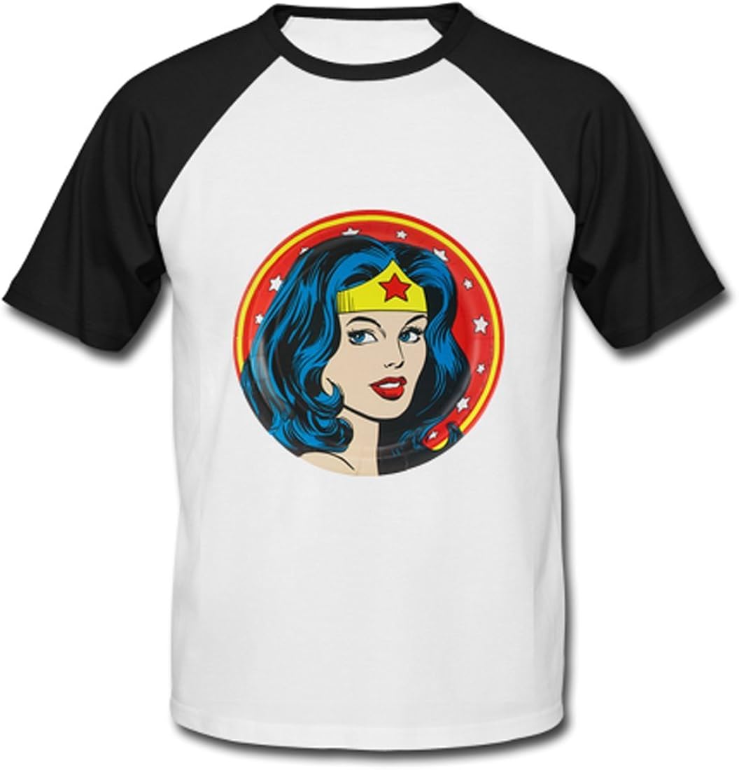 Amazon.com: LARger Wonder Women Logo Men's Baseball Shirt Black XXL: Clothing