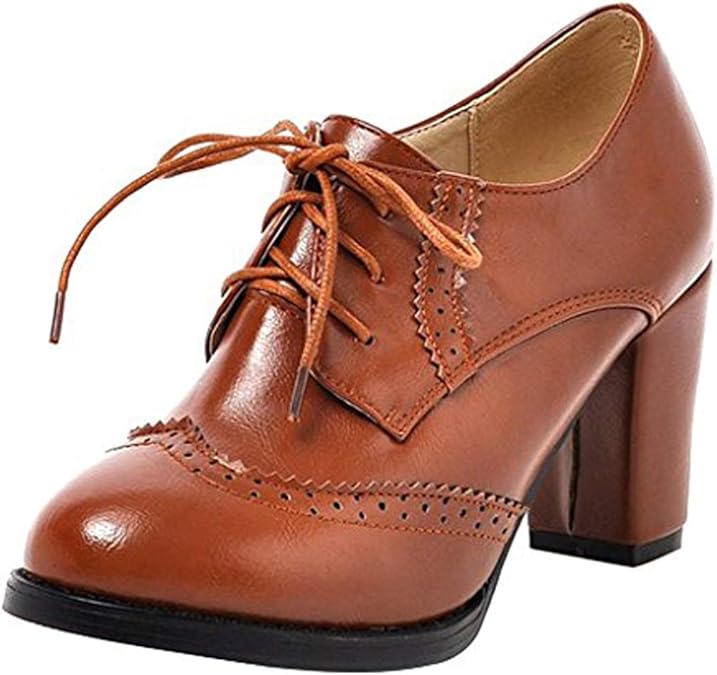 Dear Time Women Lace Up Brogue Oxford Shoes US 4.5 Black Dear Time Women Lace Up Brogue Oxford Shoes US 4.5 Black